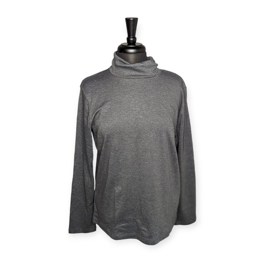 St. John's Bay Gray Heathered Long Sleeve Turtleneck Top Size XL